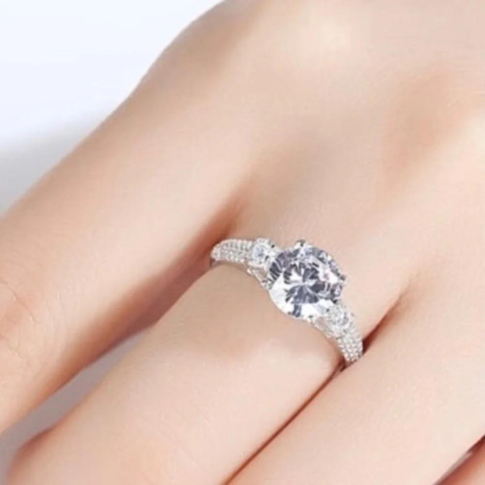 New Diamond Three Stone Ring in .925 Stamped